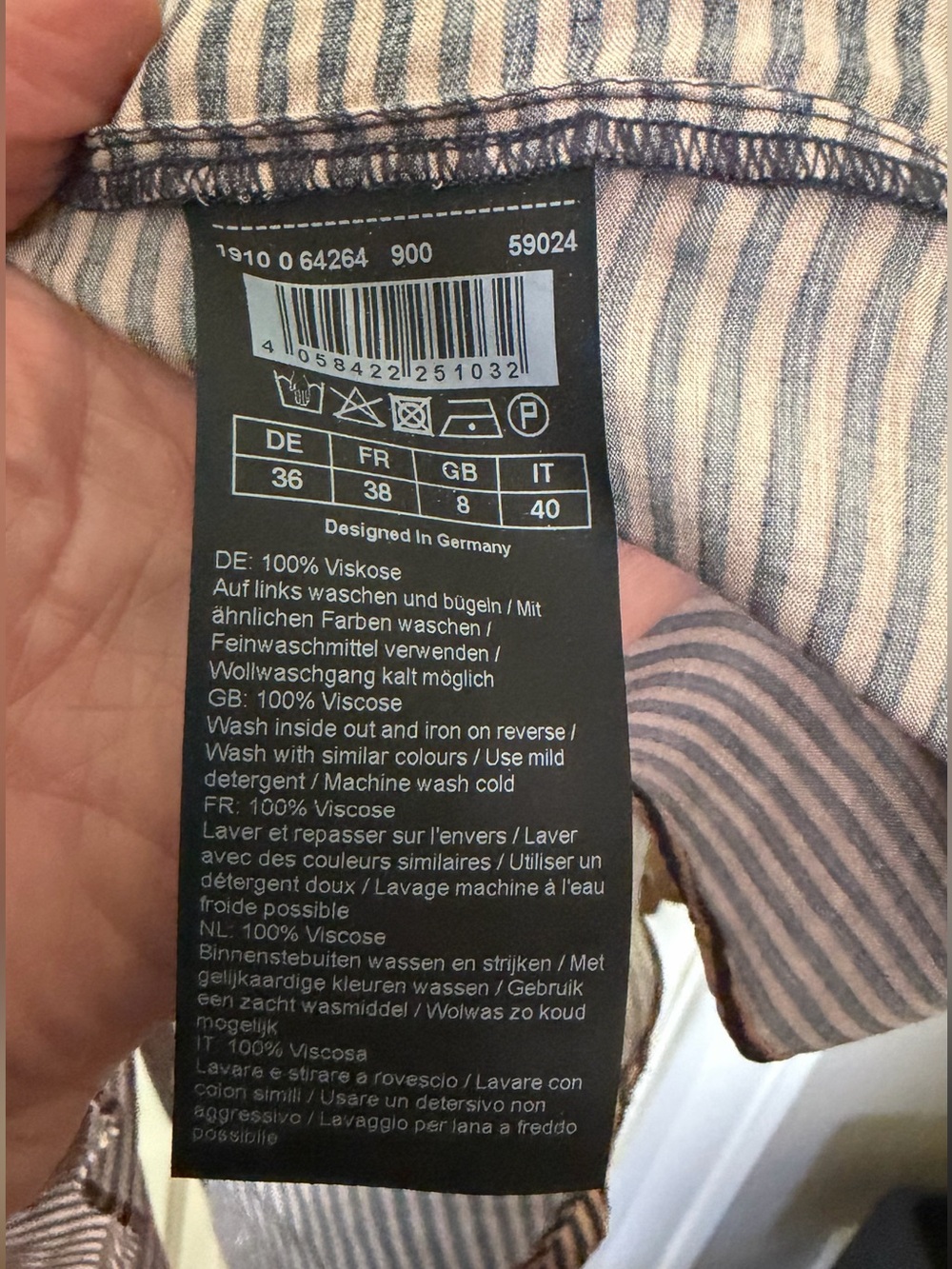 Hallhuber Striped Maxi Midi Skirt EU 36 Brown Black Full Flowy Viscose - Picture 4 of 4
